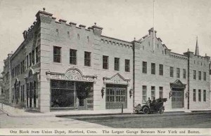 The Miner Garage Co. (corner of High & Allyn Streets) ca. 1910 (postcard courtesy of the Connecticut State Library PG 800)