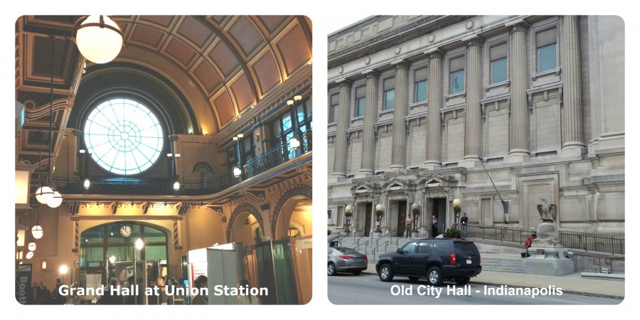 Indianapolis Union Station and City Hall collage